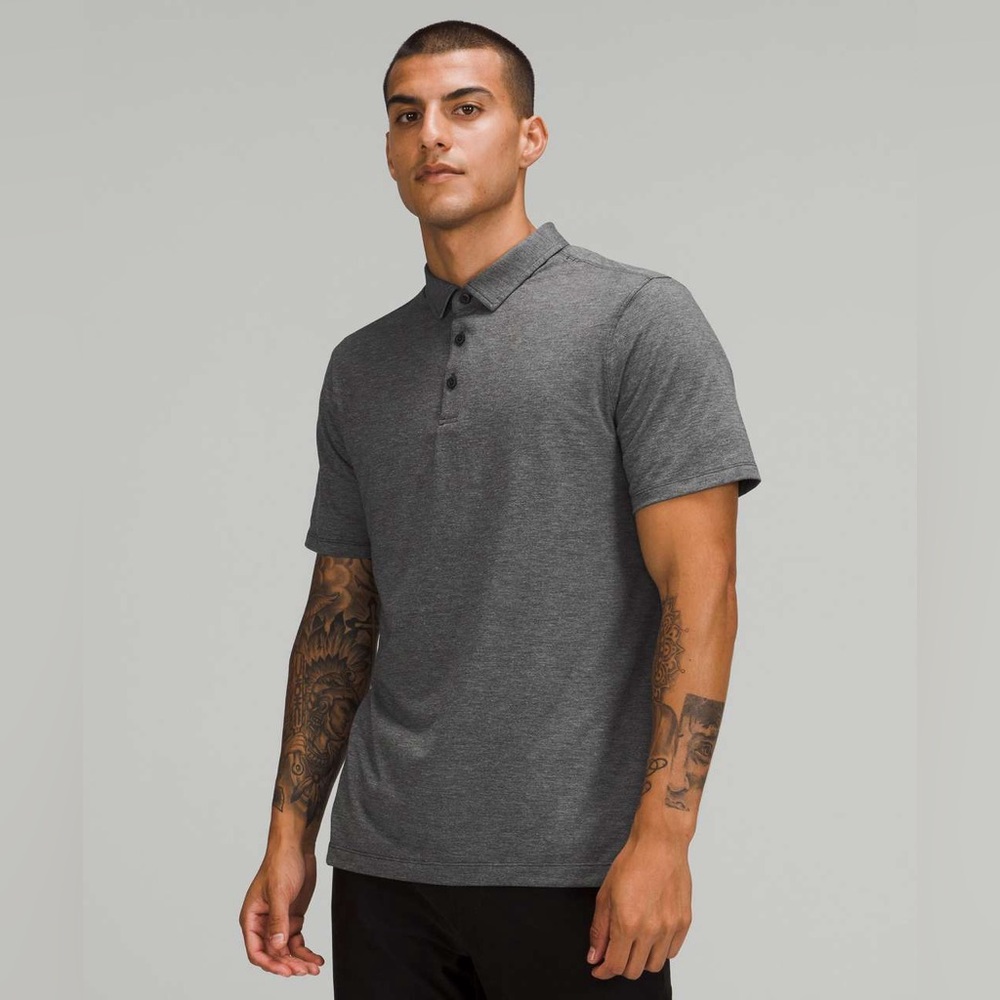 Lululemon Mens Evolution Short Sleeve Polo Shirt Charcoal Gray *15